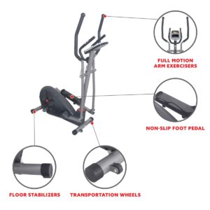 Sunny Health & Fitness Full Body Workout Electric Motorized Elliptical Trainer with Pre-Programmed Digital Performance Monitor, Low Impact Exercise, and Pulse Sensors - SF-E320002