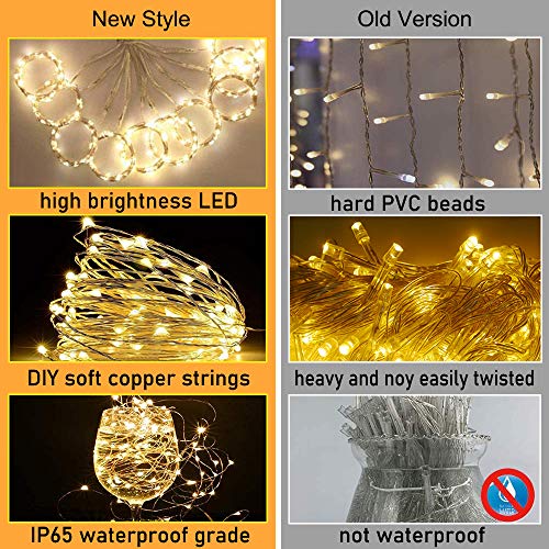 GUOCHENG Copper String Curtain Lights 3m x 3m LED Curtain Fairy Lights USB Powered Window Light Strings with Remote for Home Bedroom Party Wedding, Indoor Outdoor Decorations-Warm White