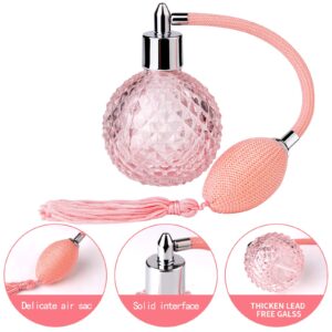 Lamoutor Vintage Perfume Spray Bottle 100ml Pink Vintage Refillable Perfume Bottle with Long Tassel