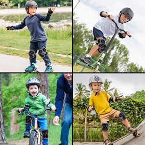 Knee Pads for Kids – POMELOLEAVE Knee and Elbow Pads for Kids and Teen Protective Gear 6 in 1 Set for Inline Skating, Rollerblades, Skateboard, Dirt Bike, Longboarding – Medium (9-12 Age), Black