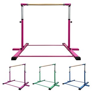 glant gymnastic kip bar,horizontal bar for kids girls junior,3' to 5' adjustable height,home gym equipment,ideal for indoor and home training,1-4 levels,300lbs weight capacity (pink)