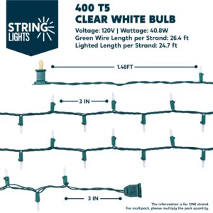 Joiedomi Clear Christmas Lights Outdoor, 400(4x100) Counts 105.6FT Christmas Tree Lights Indoor, Warm White String Lights, Green Wire Xmas Lights Decorations for Holiday Event Wedding Party Decor