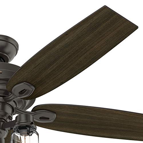 Hunter Fan 52 inch Casual Noble Bronze Indoor Ceiling Fan with Light Kit and Pull Chain (Renewed)