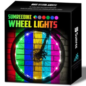 sumree 2-tire pack led bike wheel lights with usb rechargeable battery bike lights 16 modes 7 colors changing over,get brighter and visible from all angles for ultimate safety …