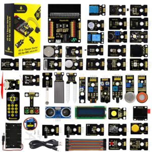 keyestudio 45 sensors starter kit for bbc microbit v2.2 v2 v1.5 (without micro:bit), sensor breakout board, i2c lcd, oled display, 5v relay with tutorials 57 courses coding for teens adults