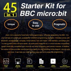 KEYESTUDIO 45 Sensors Starter Kit for BBC Microbit V2.2 V2 V1.5 (Without Micro:bit), Sensor Breakout Board, i2c LCD, OLED Display, 5v Relay with Tutorials 57 Courses Coding for Teens Adults