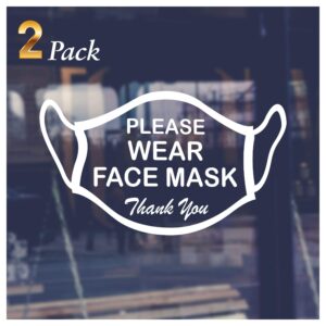 please wear face mask decals white vinyl plotter cut face mask required sign stickers size 9 x 5 inches pack of 02 mask signage
