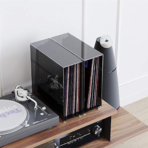 Kelendle Vinyl Record Crate Organizer Premium Acrylic Vinyl Record Display Stand Shelf LP Album Storage Holder Home Office Storage Rack