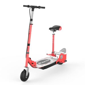 maxtra e120 electric scooter with removable seat, 60 mins long battery life ＆ up to 10mph, adjustable height for kids ages 6-12