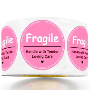 2" cute pink fragile hand with love shipping sticker for personal gift bag，envelope gift jewelry bag and mailing packages (500 pcs)