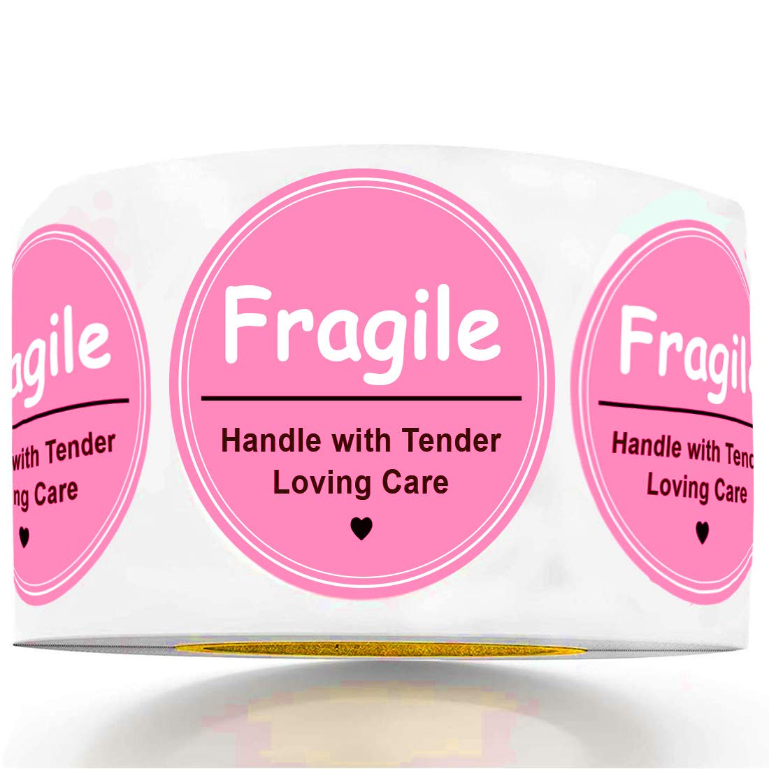 2" Cute Pink Fragile Hand with Love Shipping Sticker for Personal Gift Bag，Envelope Gift Jewelry Bag and mailing Packages (500 pcs)