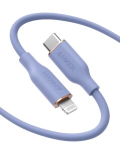 anker usb-c to lightning cable, 641 cable (lavender grey, 6ft), mfi certified, powerline iii flow silicone fast charging cable for iphone 13 13 pro 12 11 x xs xr 8 plus (charger not included)