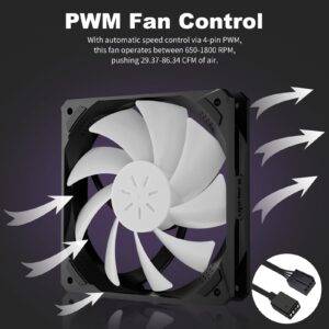 upHere 120mm Black ARGB Computer Case Fans 5-Pack,High Performance Cooling 4pin PWM CPU Fan Low Noise Hydraulic Bearing Long Life Up to 40,000 Hours,Compatible with Desktop,NK1207-5