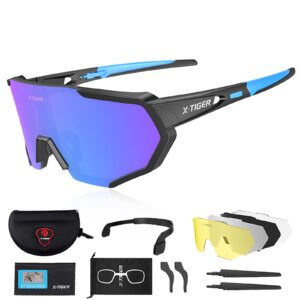 x-tiger polarized sports sunglasses with 5 interchangeable lenses,mens womens cycling bike glasses,baseball running fishing golf driving sunglasses