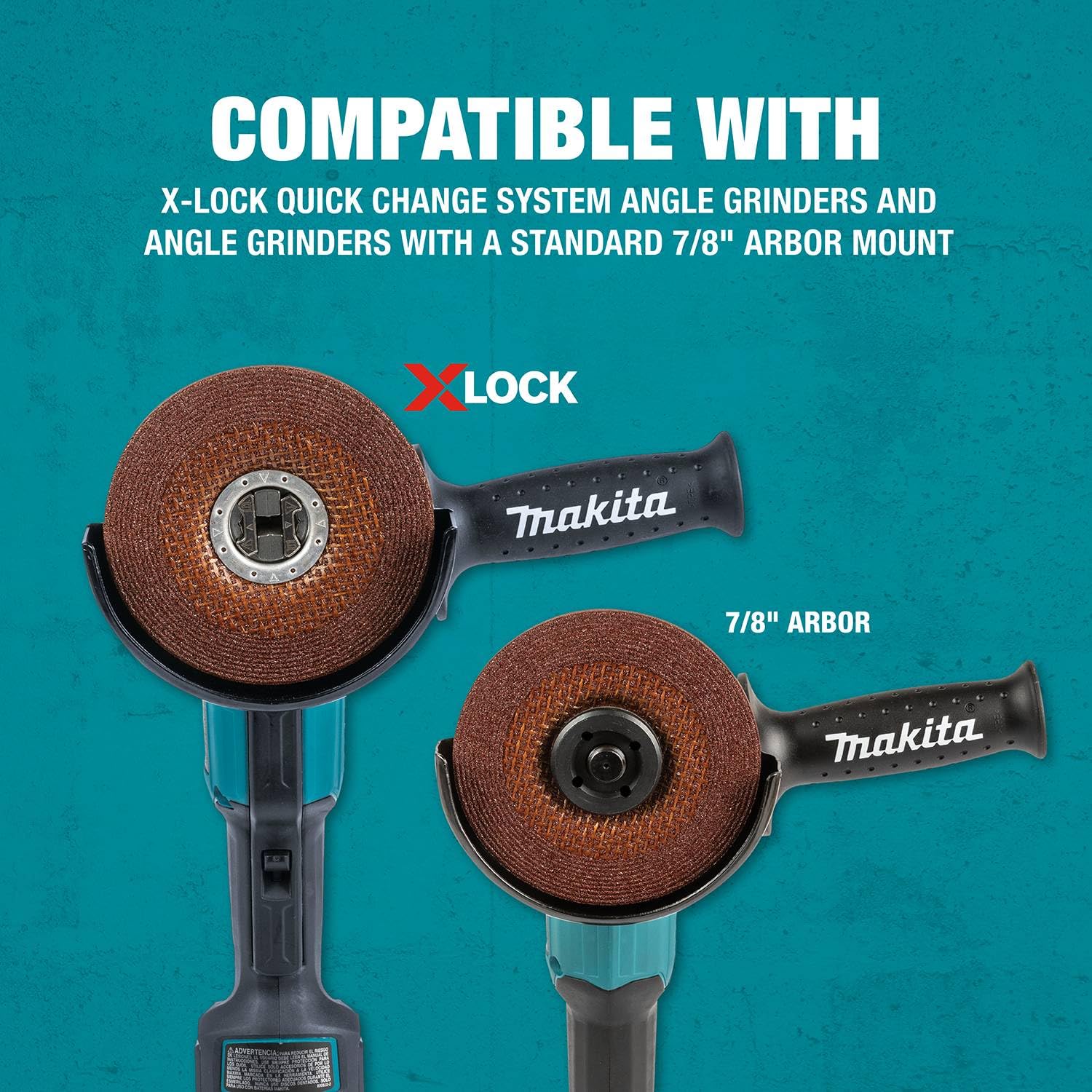 Makita E-00430 X-Lock 4-1/2" x 1/4" x 7/8" Type 27 General Purpose 36 Grit Abrasive Grinding Wheel for Metal & Stainless Steel Grinding