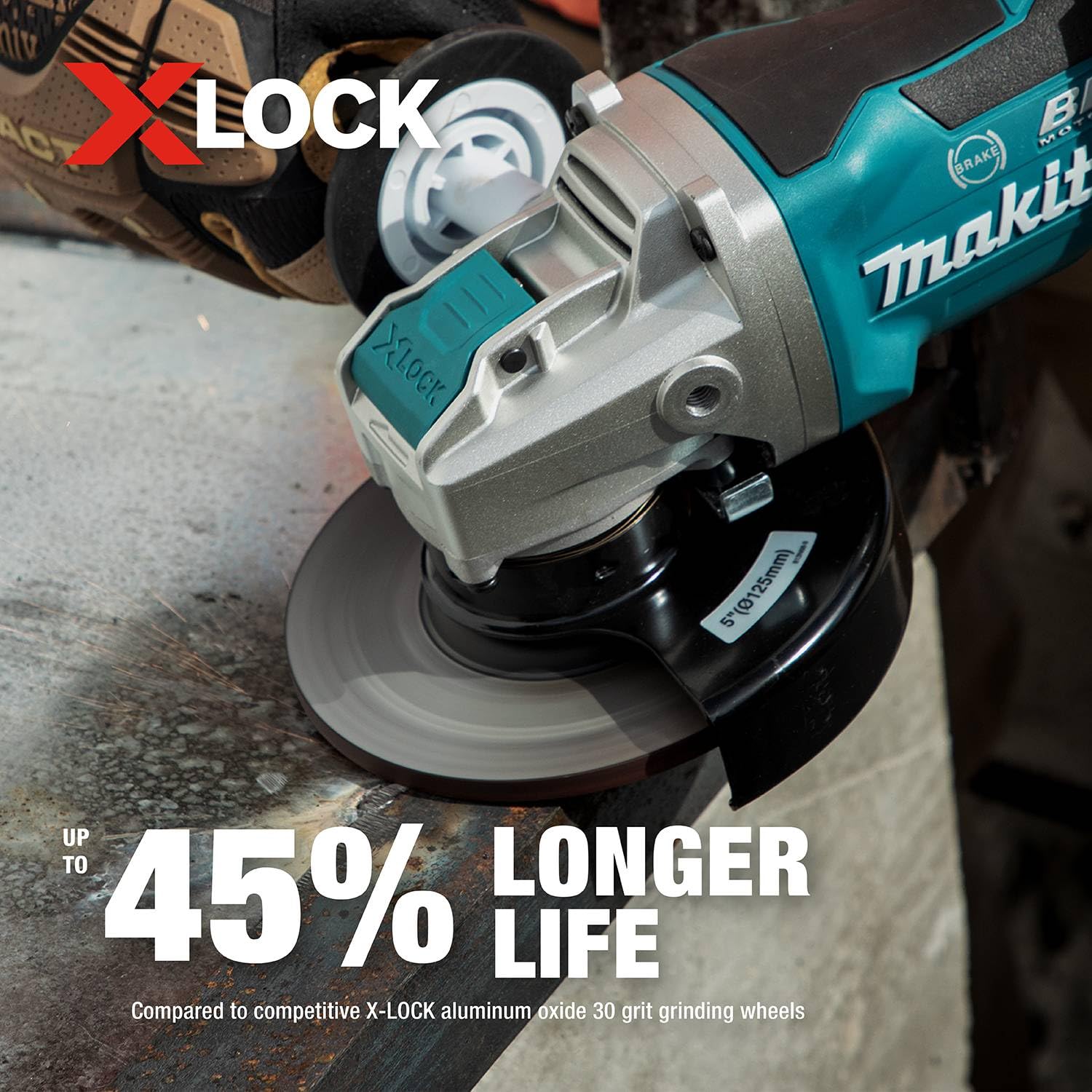 Makita E-00430 X-Lock 4-1/2" x 1/4" x 7/8" Type 27 General Purpose 36 Grit Abrasive Grinding Wheel for Metal & Stainless Steel Grinding