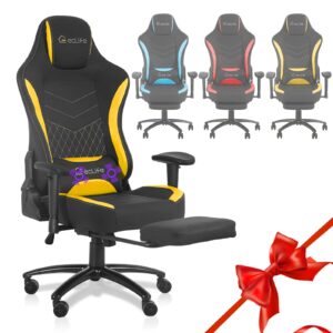 gaming chair racing footrest massage computer - cushioned comfort high back pu leather usb vibrator ergonomic recliner home office video game for kids for gift for ps5 (yellow, d06)