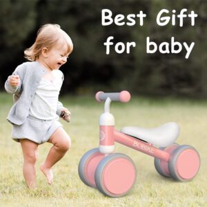 Bobike Baby Balance Bike Toys for 1 Year Old Gifts Boys Girls 10-24 Months Kids Toys Toddler Best First Birthday Gifts Children Walker Baby Walker No Pedal Infant 4 Wheels Bicycle (Pink)