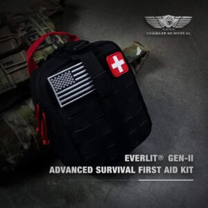 Everlit Survival Upgraded Survival First Aid Kit Emergency Gear Trauma Kit with 1000D Nylon Laser Cut Tactical EMT Pouch for Outdoor, Camping, Hunting, Hiking, Earthquake, Home, Office (Black)