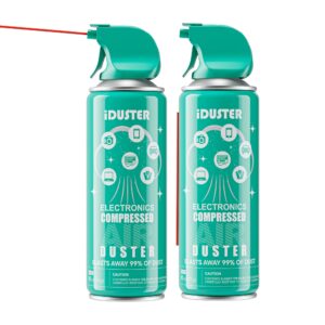iduster canned air duster for computer - disposable keyboard cleaner cleaning duster for electronics, 2pcs(10oz)