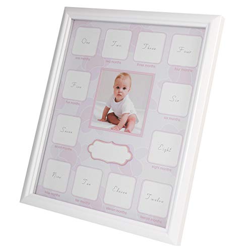 First Year Photo Moments 12 Months Baby Keepsake Frame Growth Record Photo Frame Expecting Parent Pink