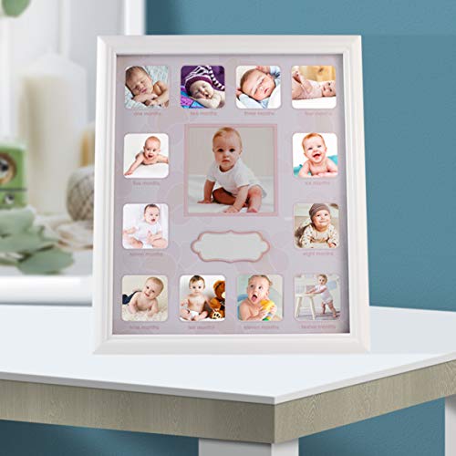 First Year Photo Moments 12 Months Baby Keepsake Frame Growth Record Photo Frame Expecting Parent Pink