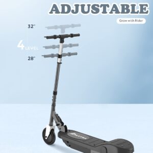 MAXTRA Folding Electric Scooter, Adjustable Handlebar Height for Kids Ages 6-12, up to 10mph ＆ 60 Long Battery Life