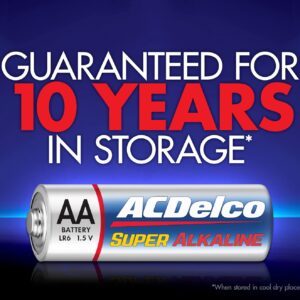 ACDelco 200-Count AA Batteries, Super Alkaline Battery, 10-Year Shelf Life, Reclosable Packaging