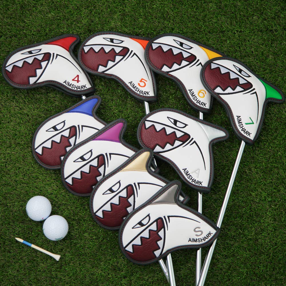 AIMSHARK Coloring Golf Iron Covers/9pcs Set/Golf Head Covers (Gray Set)