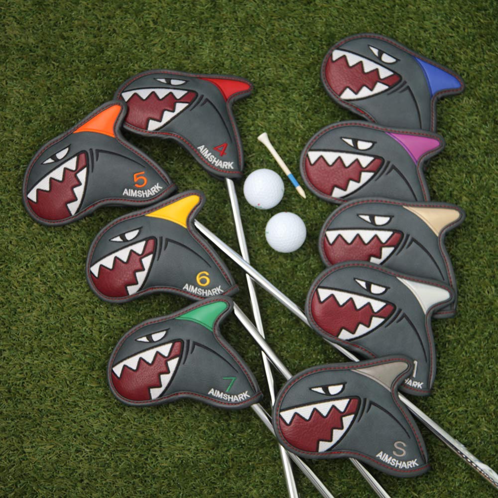 AIMSHARK Coloring Golf Iron Covers/9pcs Set/Golf Head Covers (Gray Set)