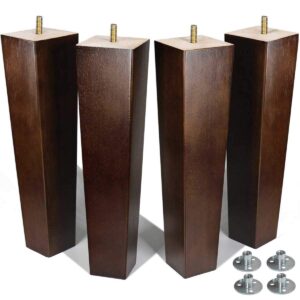 aoryvic furniture legs 12 inch wood bench legs chair legs square table legs for sofa ottoman brown pack of 4