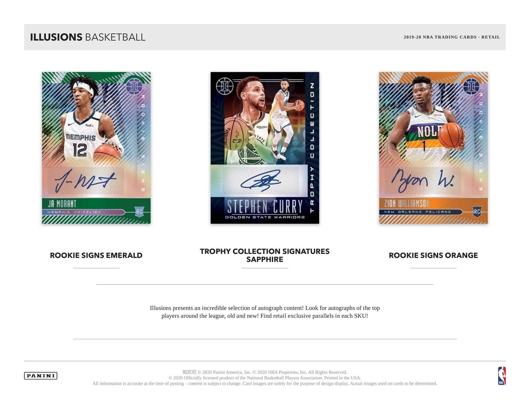 2020 Panini Illusions NBA Basketball BLASTER box (36 cards/bx)