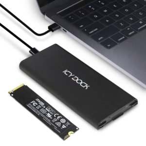 icy dock m.2 nvme to usb 3.2 gen 2 (10gbps) enclosure adapter thunderbolt 3 / 4 port compatible includes usb-c and usb 3.0 cables (supports m.2 nvme ssds 22110 2280 2260 2242) | icynano mb861u31-1m2b