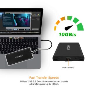 ICY DOCK M.2 NVMe to USB 3.2 Gen 2 (10Gbps) Enclosure Adapter Thunderbolt 3 / 4 Port Compatible Includes USB-C and USB 3.0 Cables (Supports M.2 NVMe SSDs 22110 2280 2260 2242) | ICYNano MB861U31-1M2B