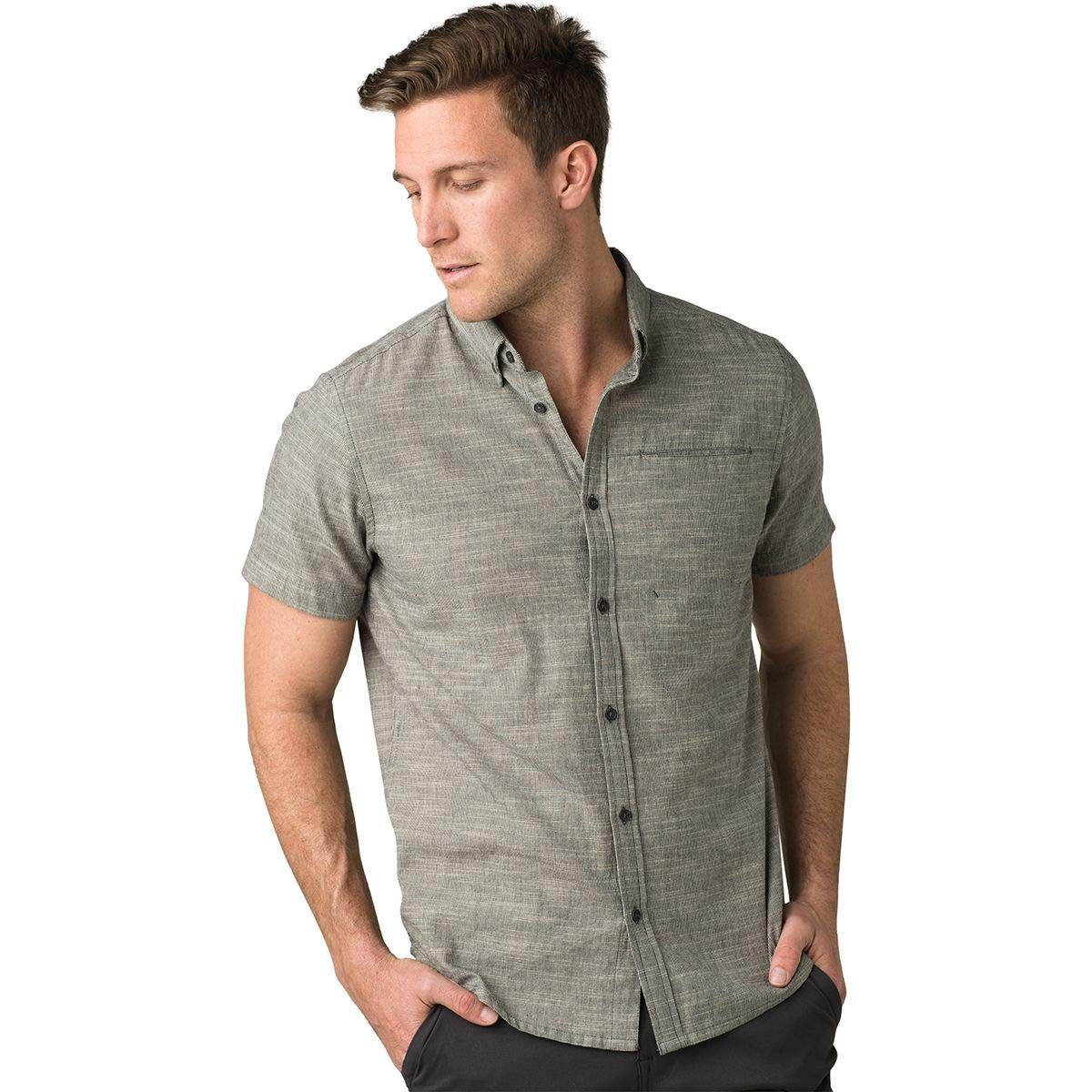 prAna Men's Agua Shirt, Charcoal, Small