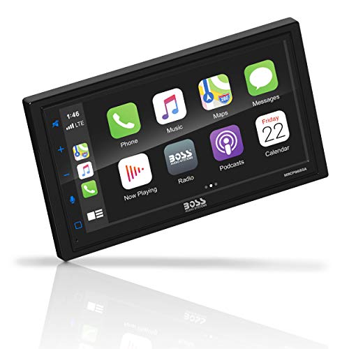 BOSS Audio Systems Marine Rated Weatherproof MRCP9685A Apple CarPlay Android Auto Multimedia Player - Double Din, 6.75 Inch LCD Touchscreen, Bluetooth, USB Port, A/V Input, AM/FM, No CD-DVD