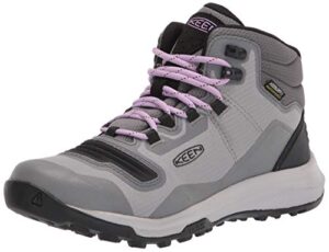 keen womens tempo flex mid height lightweight waterproof hiking boot, steel grey/african violet, 8.5 us