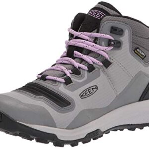 KEEN womens Tempo Flex Mid Height Lightweight Waterproof Hiking Boot, Steel Grey/African Violet, 8.5 US