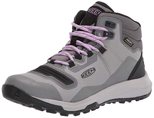 KEEN womens Tempo Flex Mid Height Lightweight Waterproof Hiking Boot, Steel Grey/African Violet, 8.5 US