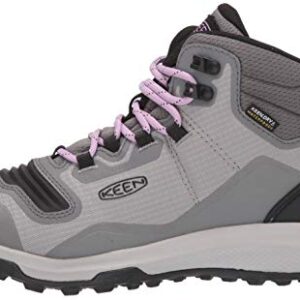 KEEN womens Tempo Flex Mid Height Lightweight Waterproof Hiking Boot, Steel Grey/African Violet, 8.5 US