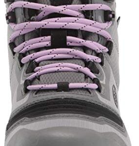 KEEN womens Tempo Flex Mid Height Lightweight Waterproof Hiking Boot, Steel Grey/African Violet, 8.5 US