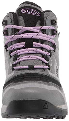 KEEN womens Tempo Flex Mid Height Lightweight Waterproof Hiking Boot, Steel Grey/African Violet, 8.5 US