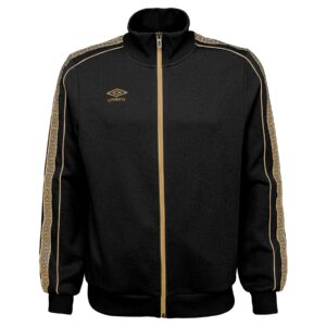 umbro men's double diamond track jacket 2.0, black beauty/team gold medium