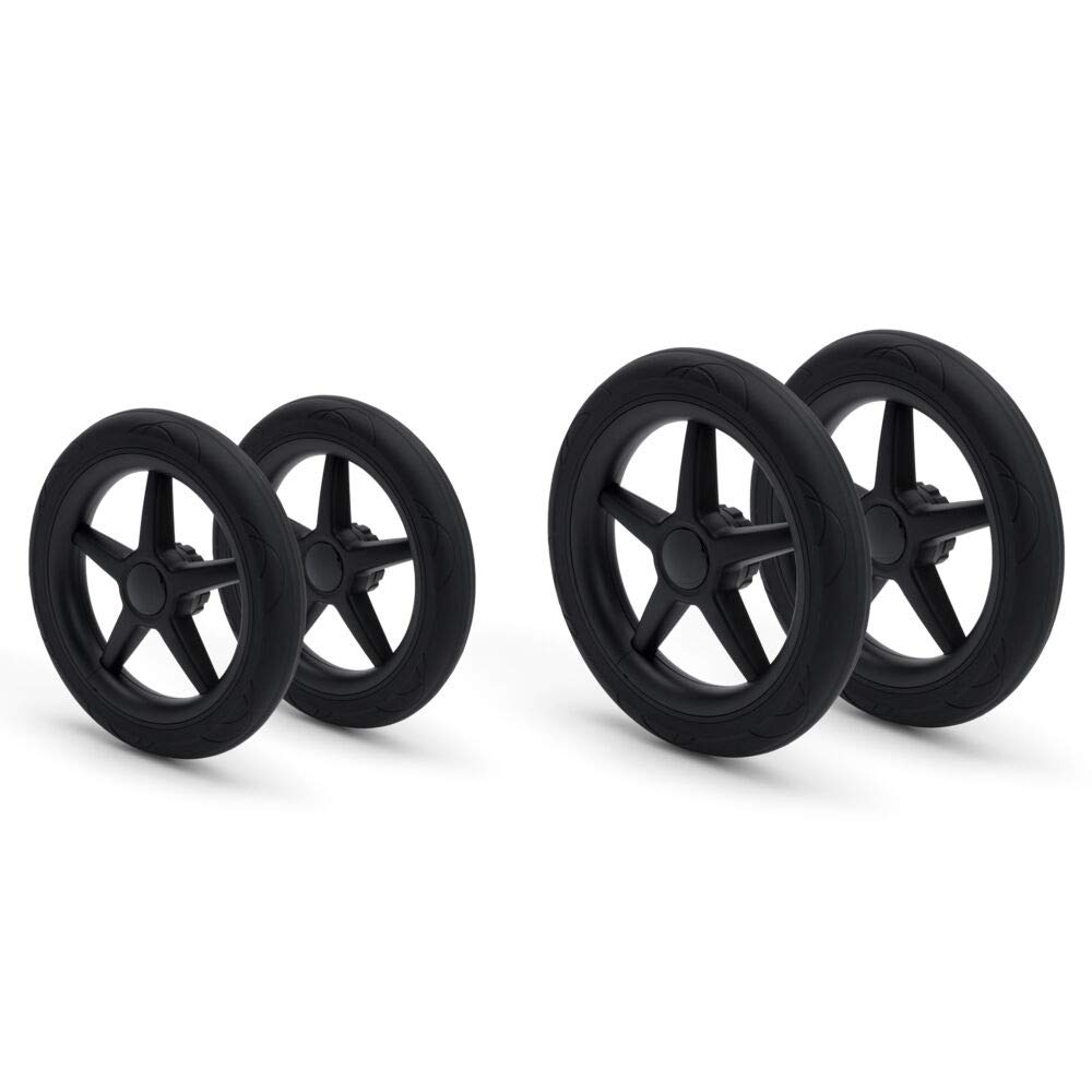 Bugaboo Donkey 3 Foam Wheels Replacement Set (4 Wheels) - Compatible with Donkey & Donkey2 - Black Wheel Caps