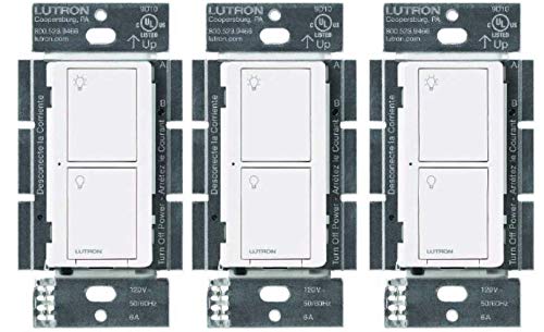 Lutron Caseta Smart Lighting Switch for All Bulb Types or Fans | Neutral Wire Required | PD-6ANS-WH | White (3-Pack)