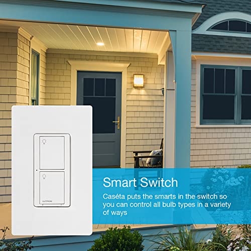 Lutron Caseta Smart Lighting Switch for All Bulb Types or Fans | Neutral Wire Required | PD-6ANS-WH | White (3-Pack)