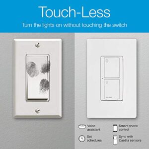 Lutron Caseta Smart Lighting Switch for All Bulb Types or Fans | Neutral Wire Required | PD-6ANS-WH | White (3-Pack)