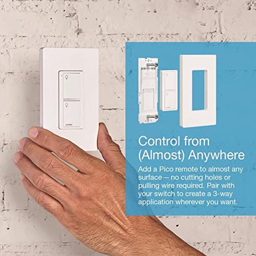 Lutron Caseta Smart Lighting Switch for All Bulb Types or Fans | Neutral Wire Required | PD-6ANS-WH | White (3-Pack)