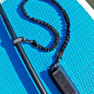 Rogue Endeavor 3-Point Stretch Paddle Leash for SUP (Stand Up Paddle Board), Kayak & Canoe. Center-Pivot for Easy Transition. Soft Nylon, Easy Stretch, 360 Swivels (Black)