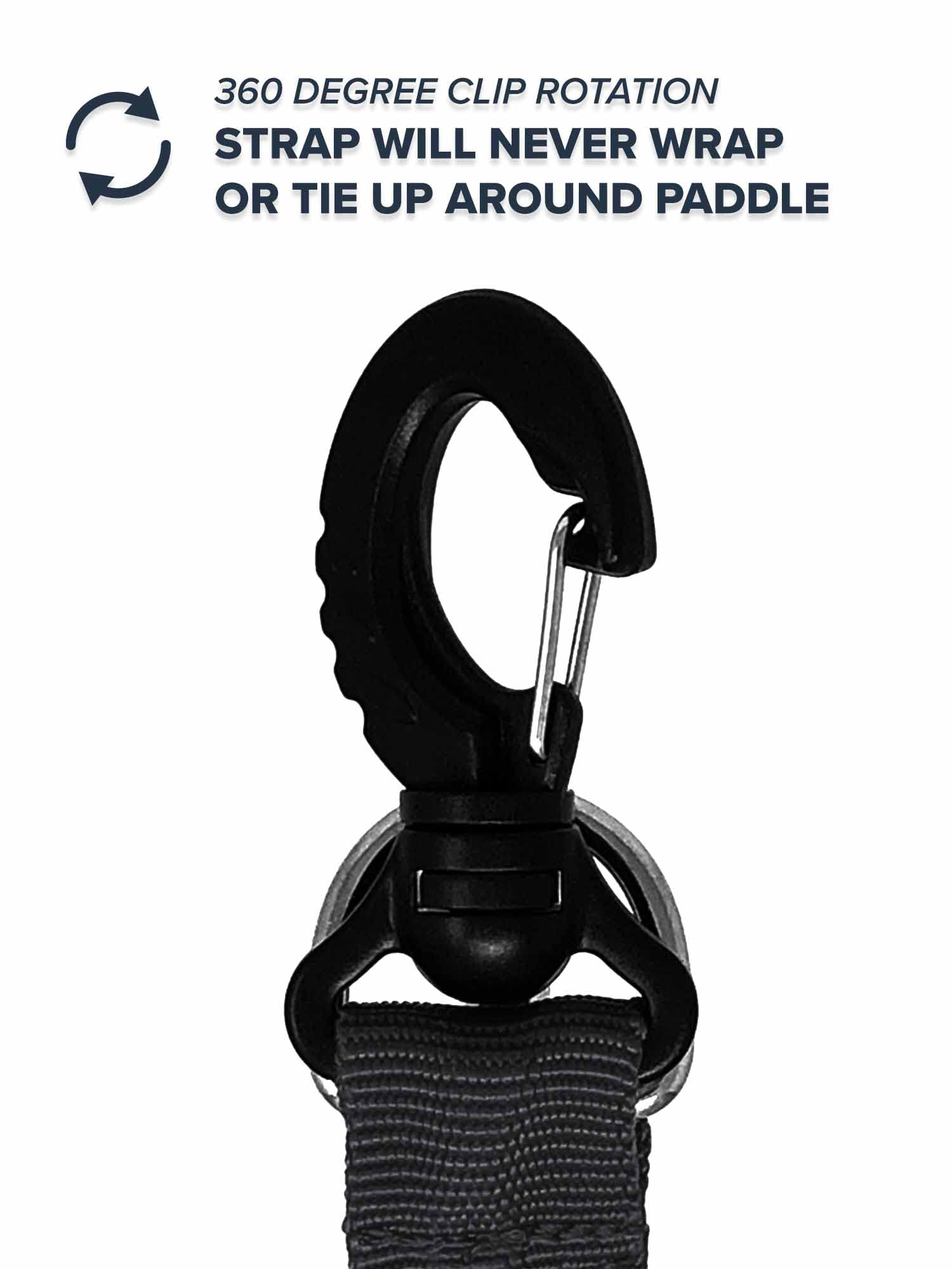 Rogue Endeavor 3-Point Stretch Paddle Leash for SUP (Stand Up Paddle Board), Kayak & Canoe. Center-Pivot for Easy Transition. Soft Nylon, Easy Stretch, 360 Swivels (Black)